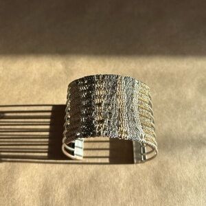 Silver and Gold Textured Cuff Bracelet
